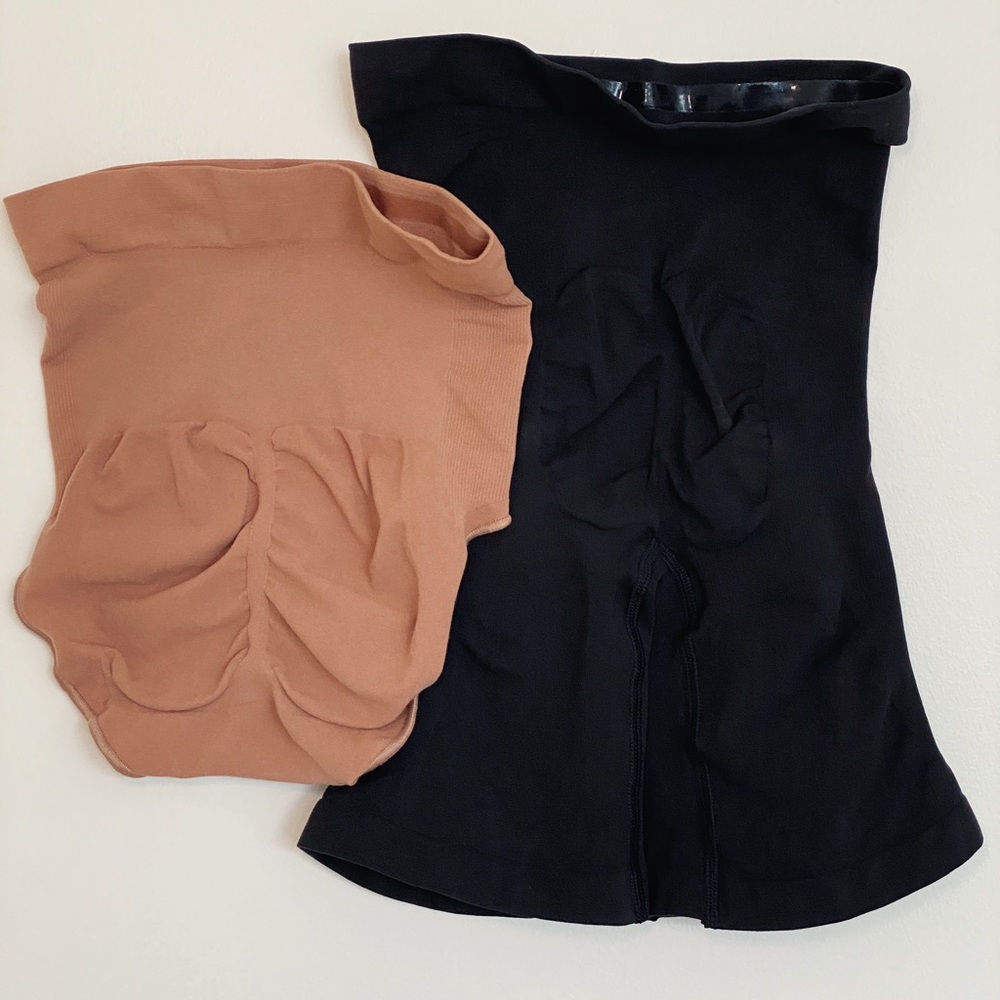 Skims Sculpting Short Mid Thigh Mid Waist Brief in Sienna and Onyx S/M Shapewear